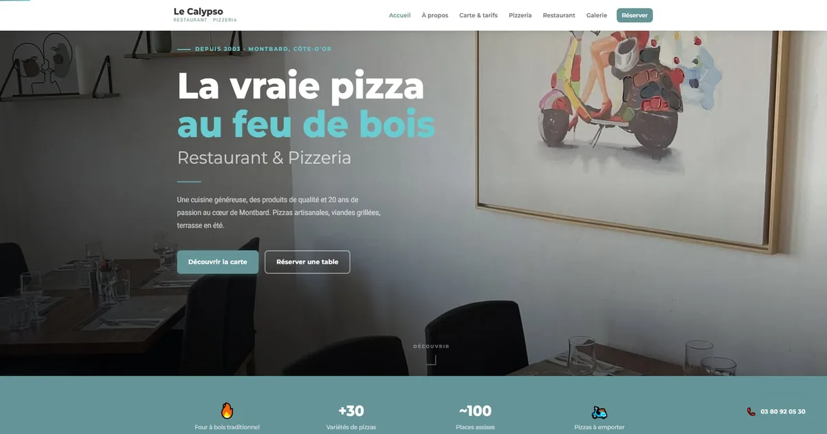Le site Le Calypso après la refonte