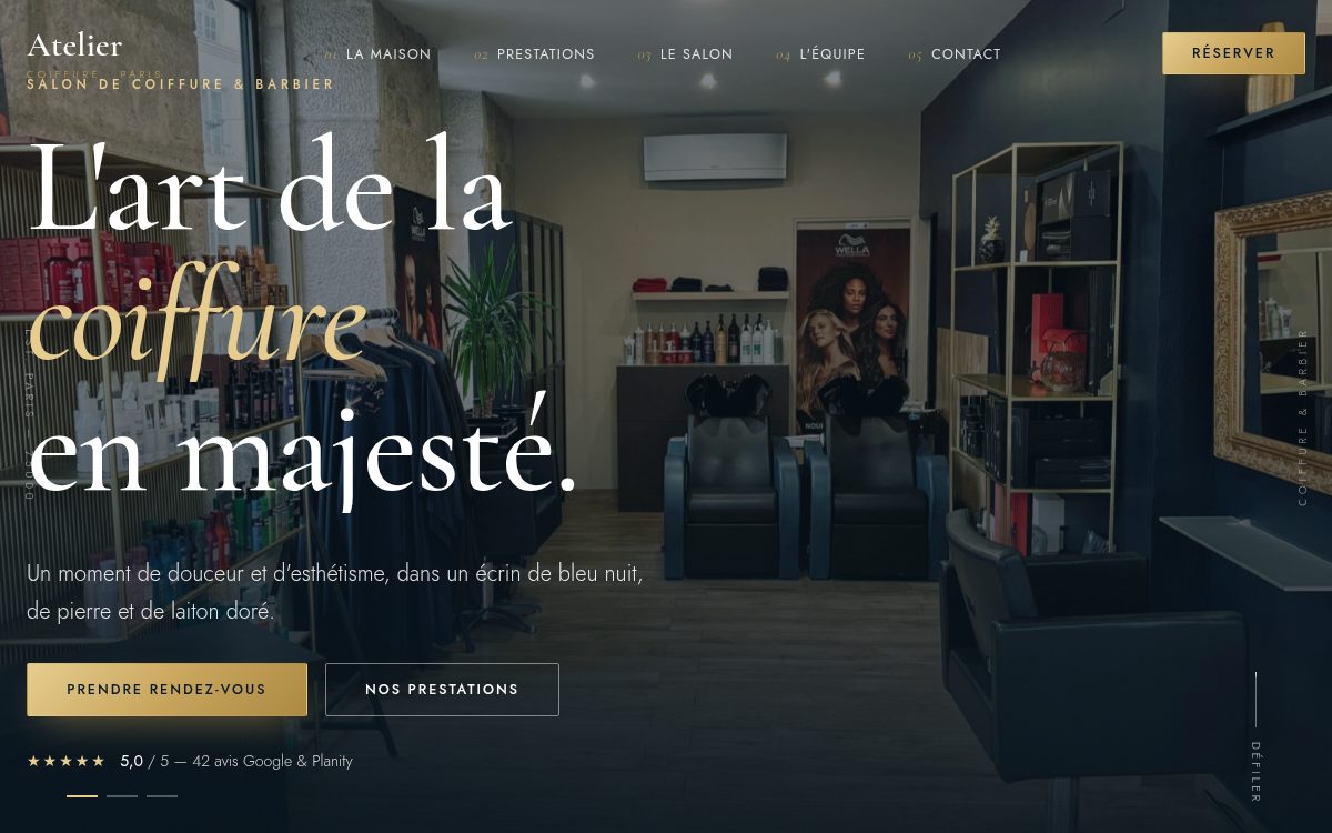 Site de salon de coiffure disponible gratuitement