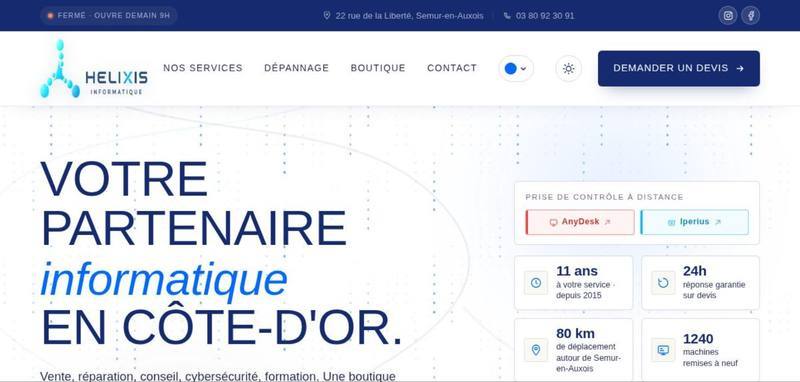 Aperçu du site web de Helixis Informatique
