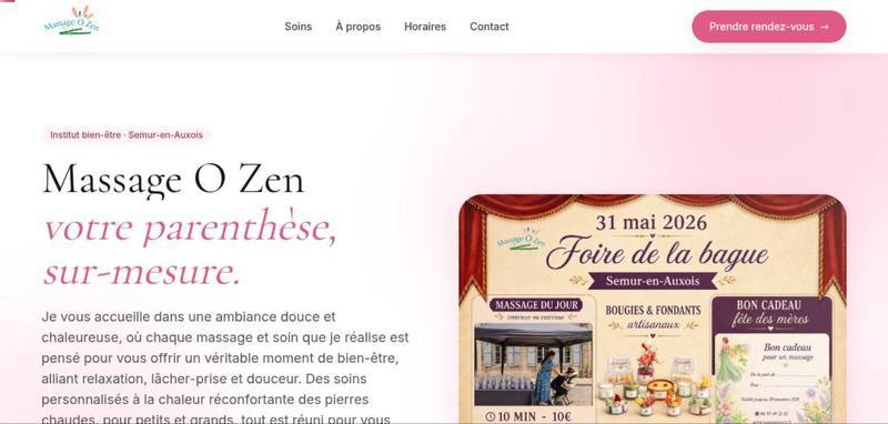 Aperçu du site web de Massage O Zen