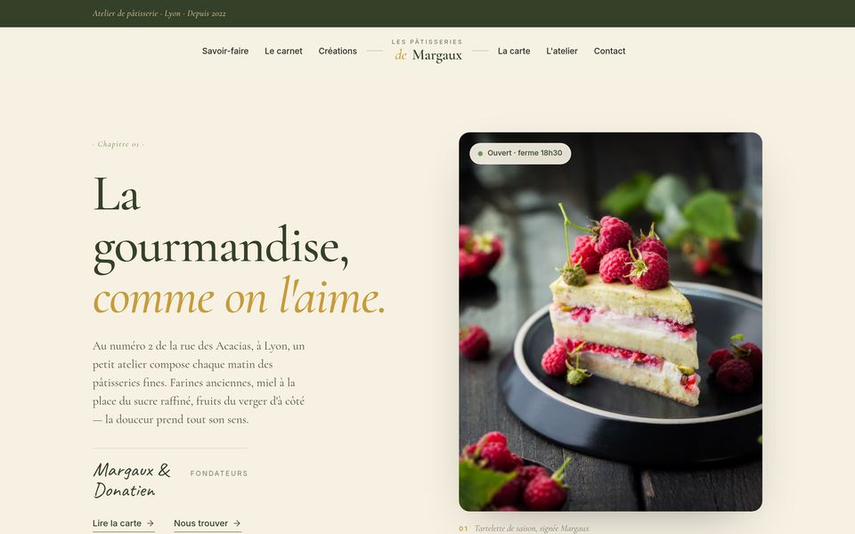 Aperçu du site : pâtisserie artisanale